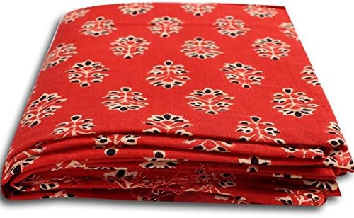 BANARSI DAS Floral Print Jaipuri Fabric Handmade Sanganeri Cotton Fabric Indian Hand Block Print Fabric 2.5 Meter (Color : Red)
