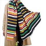 Promini Women's Soft Stripes Long Scarf with Tassels Winter Warm Blanket Large Wrap Shawl 79
