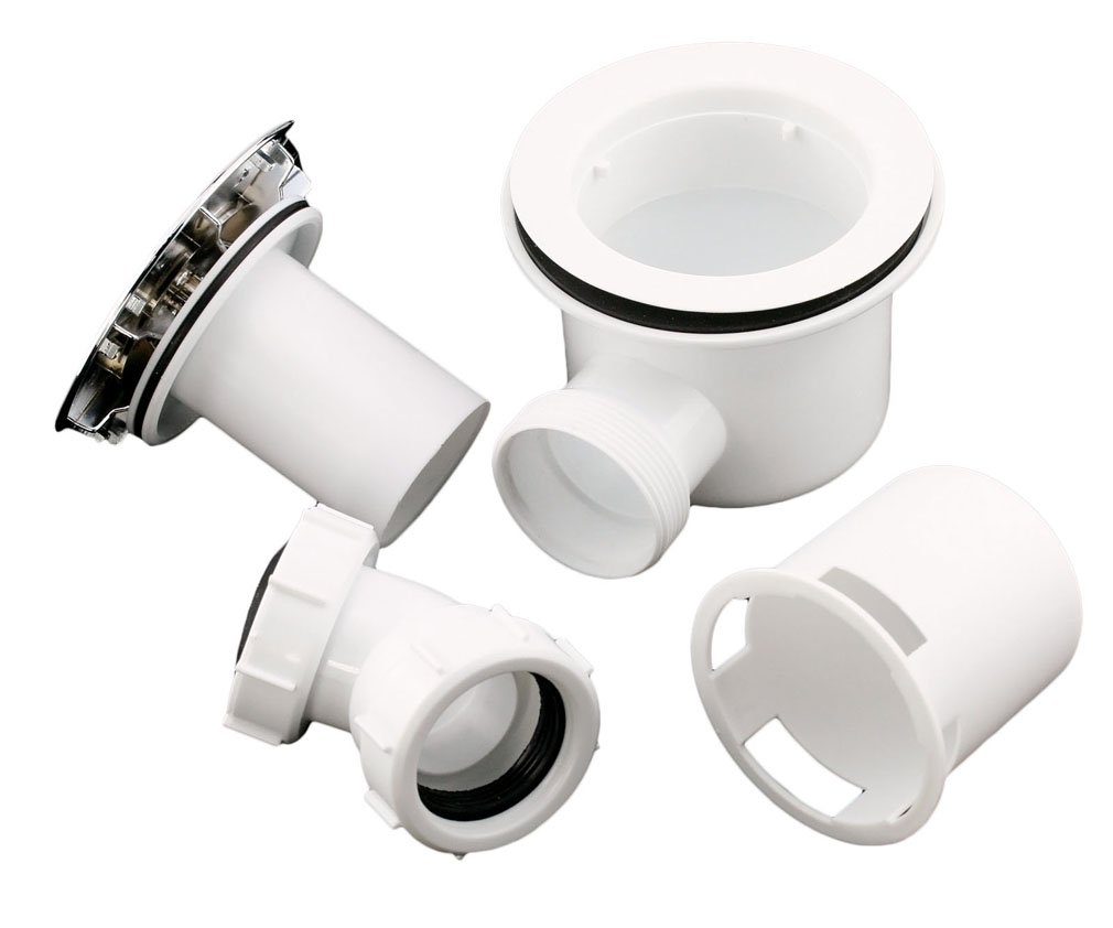 90mm Fast Flow Easy Clean shower enclosure tray waste & chrome effect cap