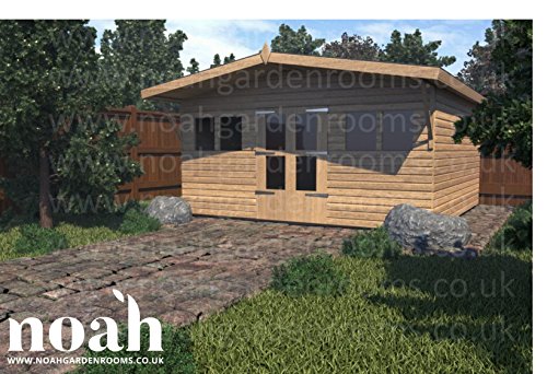 Noah Garden Rooms – Abri de jardin en bois résistant pour atelier/garage, 8 x 8 cm
