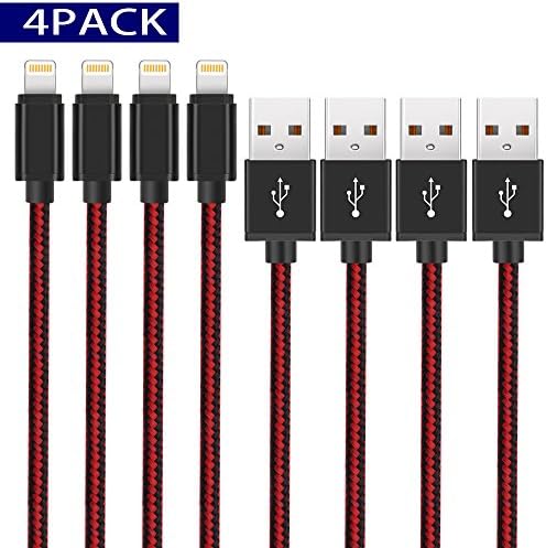 Lightning Cable, Nylon Braided Durable Charging Cord Lightning Cable for iphone X, 8 Plus, 8, 7 Plus etc. (Red+Black)
