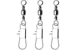 SPORTLIMIT 50pcs Fishing Barrel Swivels with Safety Snaps Swivel Stainless Steel High Strength Interlock Snap Swivels Rolling Connector Black Nickel Solid Ring Freshwater Fishing Tackles Accessories #12