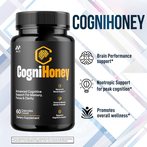 (5 Pack) CogniHoney Capsules, Official Cogni Honey Brain Support Pills with All Natural Ingredients, Advanced Memory Brain Health and Wellness Support Supplement with Premium Vitamins (300 Capsules)