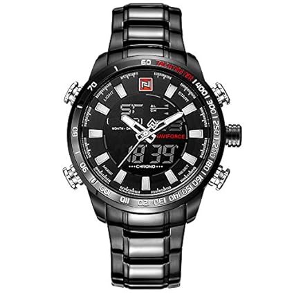 Black Analog & Digital Shadow Screen Luxury Watch Mens & Boys (NF9093B/B/W)