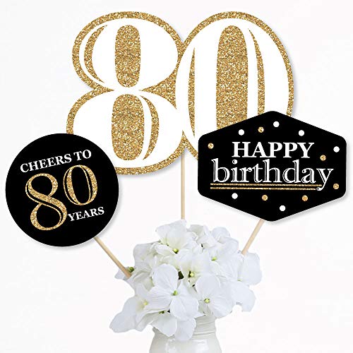 1 Adult+80th+Birthday+Centerpiece+Toppers