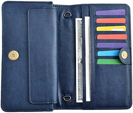 Women’s PU Leather Floral Print Lady Crossbody Purses Small Shoulder Bag Cell Phone Pouch Card Holder Wallet with Chain, Blue