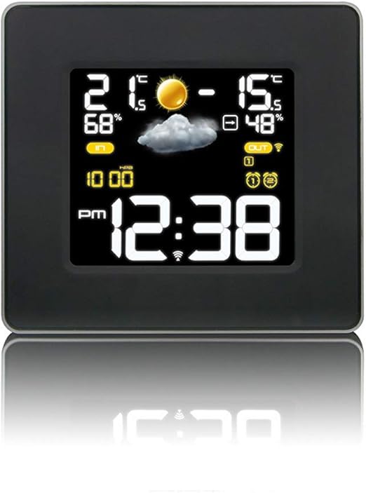 Amazon 天気目覚まし時計 色天気予報時 計座席時計ワイヤレスアトミックデジタルカラー予測駅プラグイン 目覚まし時計 Color Black 置き時計 掛け時計 オンライン通販