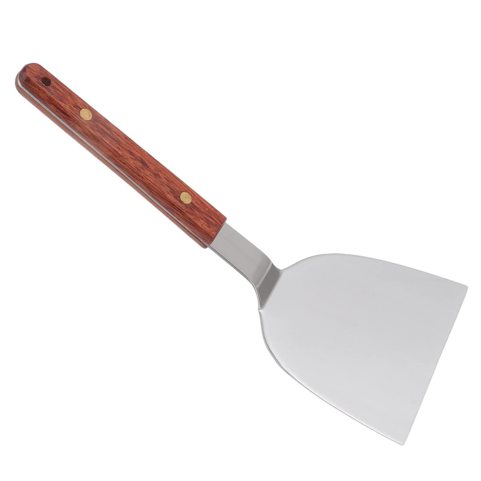 Agatige Stainless Steel Griddle Spatula, 120mm Rectangular Wide Burger Spatula Hamburger Pancake Flipper Griddle Turner with Wooden Handle for BBQ Grill & Flat Top Griddle