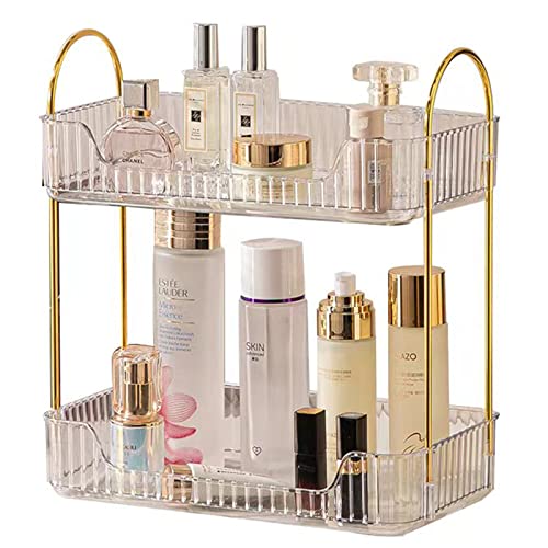 Shuang Qing 2 Tier Clear Countertop Storage - Bathroom & Kitchen Organizer, Cosmetics & Makeup Shelf, Spice Rack
