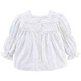 Mud Kingdom Girls Long Sleeve Blouse Button Down Solid Color Loose Fit