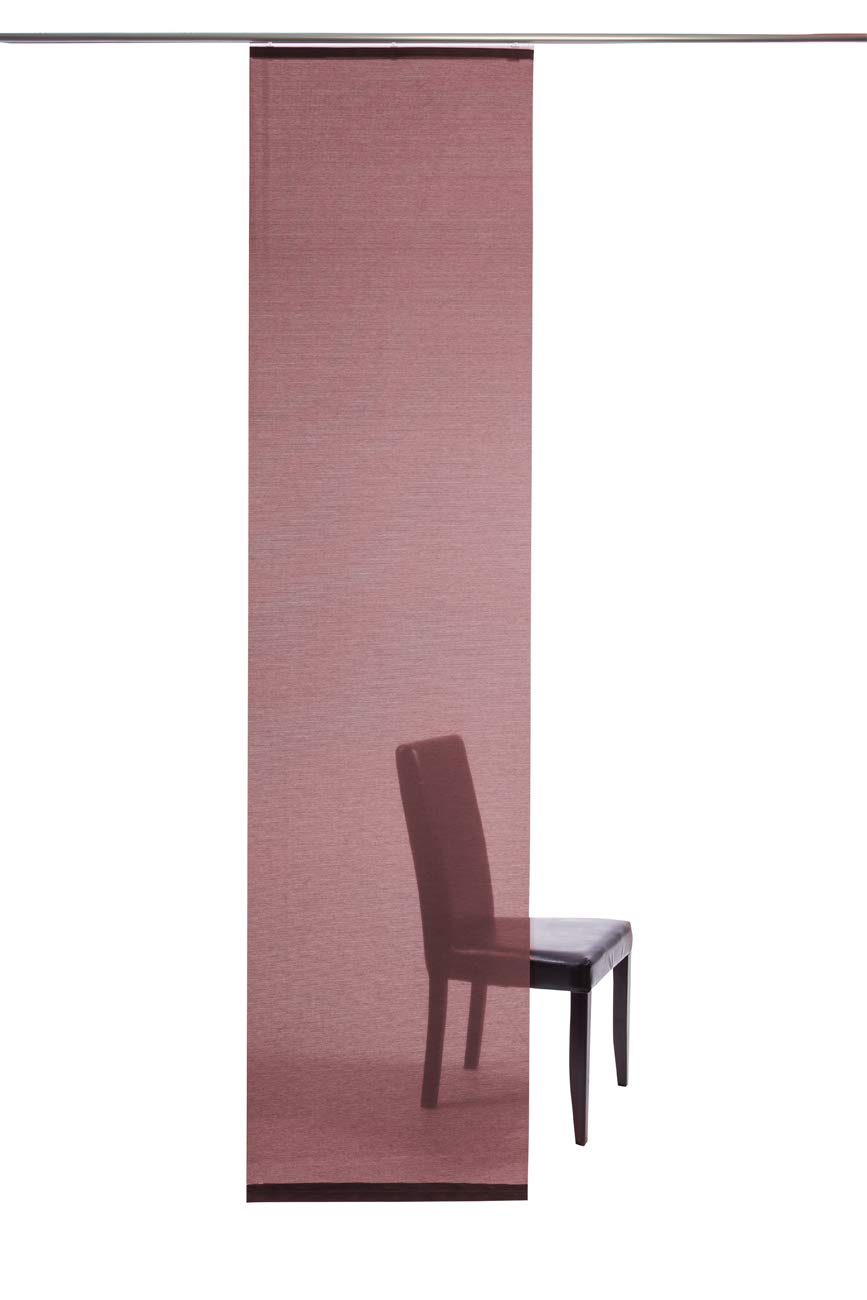 Homing Semi-Transparent Panel Curtain Plain Sliding Curtain (1 Piece), Carmine Red, Living Room, Bedroom, Children's Room, 245 x 60 cm