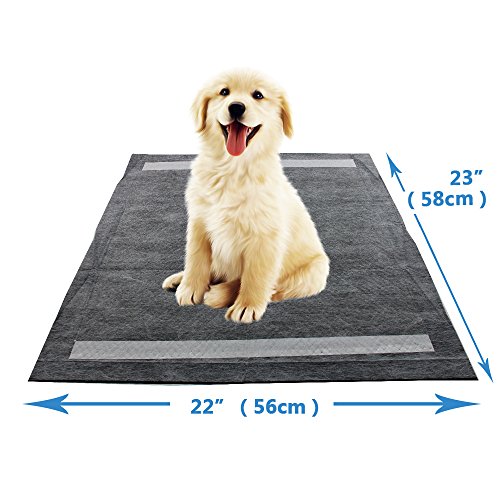 Thxpet Pet Puppy Pads Black Activated Carbon 22" by 23" Wee Wee Dog Pee Potty Training Pad Bamboo Charcoal 80 Count