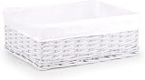 Woodluv New White Wicker Storage Basket With White Liner Large