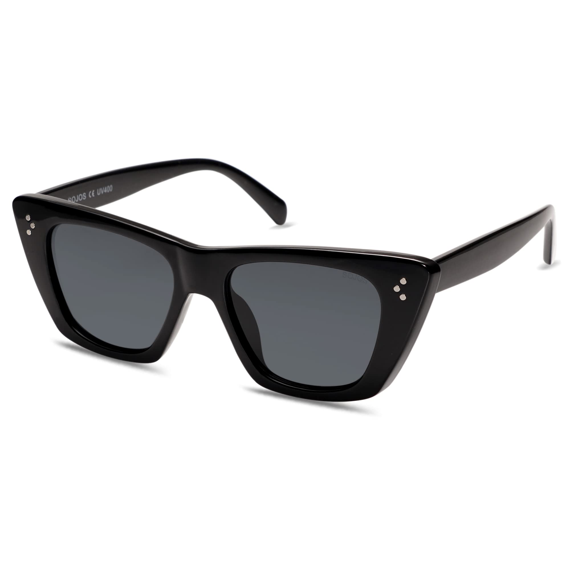 Photo 1 of SOJOS Retro Trendy Cat Eye Polarized Sunglasses for Women Cute Stylish UV400 Sunnies SJ2199, Black/Black
