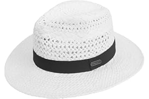 GLAKJGIY Straw Fedora Panama Hat for Women Men - Summer Beach Sun Hats Wide Brim UV Protection Lightweight