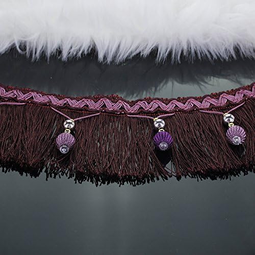 Braided Beads Hanging Ball Tassel Fringe Trimming Applique Fabric Trimming Ribbon Band Curtain Table Wedding Decorated 1yard (Purple)
