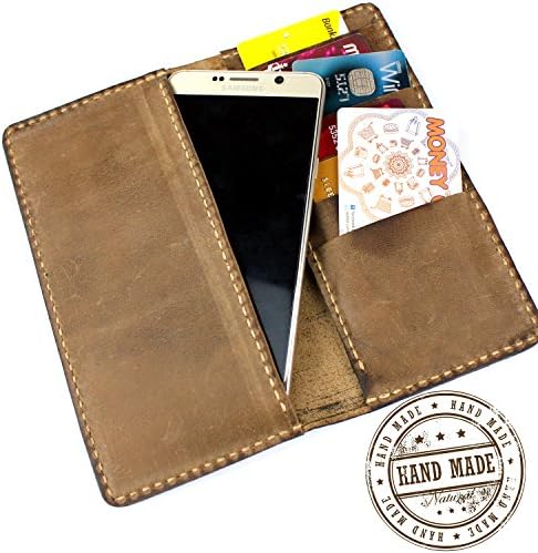 Handmade Wallet for Men Calfskin Leather Billfold Brown Vintage Multi-function Mobil Case