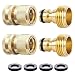 HQMPC Garden Hose Quick Connect Solid Brass Quick Connector Garden Hose Fitting Water Hose Connectors 3/4 inch GHT (2Sets) (2Female+2Male) primary