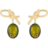 Madison Tyler Fruit Dangle Earrings for Women | Gold Plated Strawberry Apple Cherry Olive Watermelon Earrings for Women | Cute Fun Earring