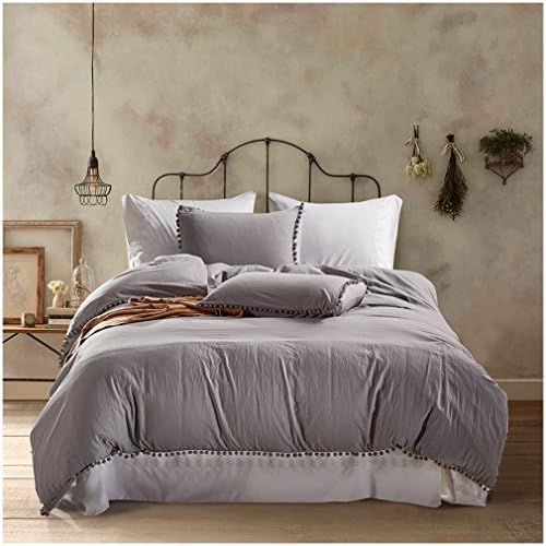 Duvet Cover Set King with Hidden Zipper Closure,Solid Color 3pcs Soft Microfiber Bedding Set Includes 1 Comforter Cover and 2 pillow Shams (King, Light Gray)