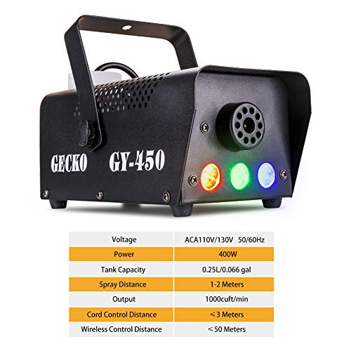Fog Machine,GECKO Smoke Machine hood portable LED light with wired and wireless remote control, fast heating, suitable for parties, Christmas, Halloween and wedding - Thumbnail 3