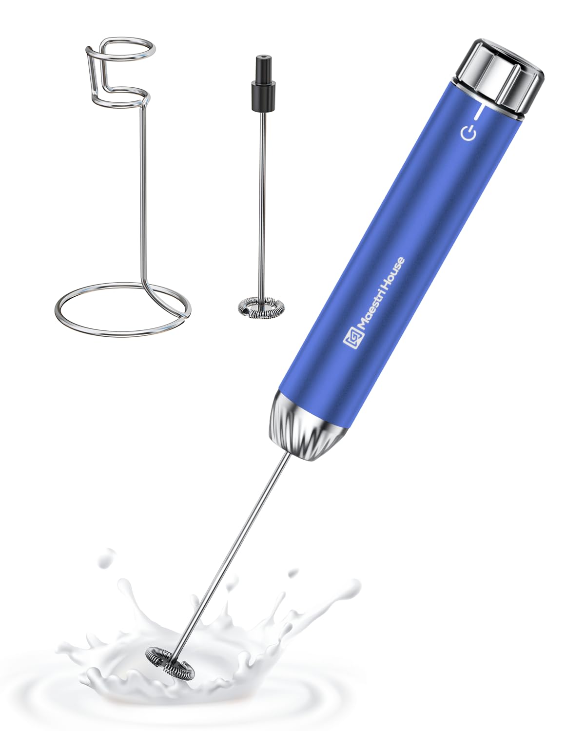 Maestri House Rechargeable Milk Frother with Stepless Speed Control, Handheld Electric Foam Maker Waterproof Detachable Stainless Steel Whisk Drink Mixer Foamer for Lattes, Cappuccino, LunaFro Max â image 1