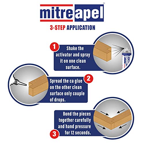 MITREAPEL Super CA Glue (3.5 oz.) with Spray Adhesive Activator (13.5 fl oz.) -Crazy Clear Craft Glue for Wood, Plastic, Metal, Leather, Ceramic - Cyanoacrylate Glue for Crafting and Building (2 Pack)