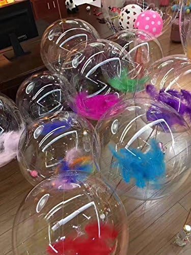 LOFTPLUS Clear Balloons with Confetti and Feathers 36inch - Pack of 5