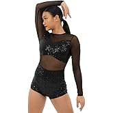 Alexandra Collection Long Sleeve Sequin Mesh Biketard