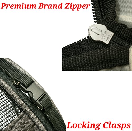 Mr. Peanut's Airline Approved Soft Sided Pet Carrier, Two-Tone Luxury Travel Tote with Fleece Bedding,, Under Seat Compatibility, Perfect for Cats and Small Dogs (Medium, Charcoal Ash) - Thumbnail 5
