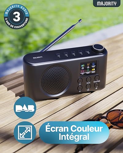 MAJORITY Orwell Pro Portable Dab/Dab+ Radio with Bluetooth, FM, 40 Presets, 15H Battery Life, USB-C Rechargeable Battery, Sleep Timer, Equalizer, Portable Dab Radio