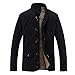 MADHERO Men's Warm Stylish Cotton Coat Stand Collar Plush Lining Winter Jacket(Black,M)