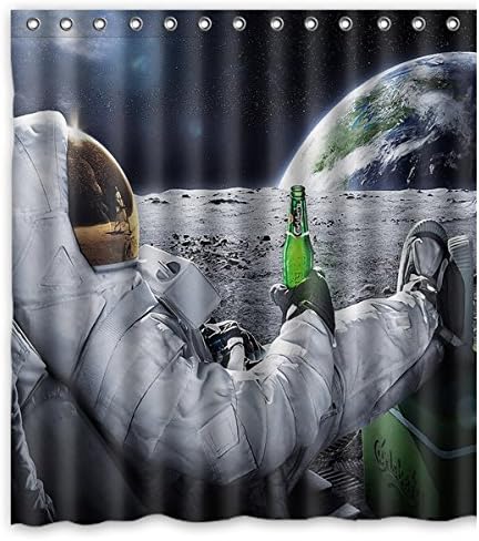 Beers Outer Space Earth Astronauts Relaxing Printed 165x180 cm Waterproof Polyester Fabric Shower Curtain