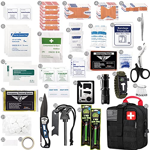 EVERLIT 250 Pieces Survival First Aid Kit IFAK EMT Molle Pouch Survival