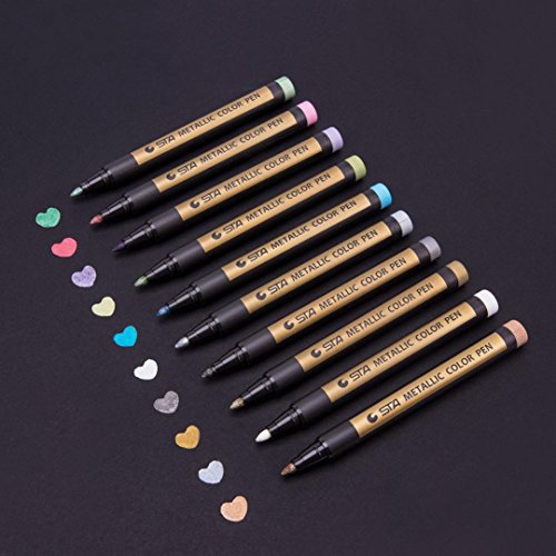YJYdada 10 Pcs Assorted Colored Metallic Permanent Paint Markers Pens Metallic Marker