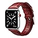 OUHENG Compatible with Apple Watch Band 42mm 44mm, Genuine Leather Band Replacement Compatible with Apple Watch Series 6 5 4 3 2 1 SE 42mm 44mm, Red