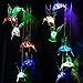 LED Solar Hummingbird Wind Chimes Outdoor - Waterproof Mobile Changing Light Color Wind Chime, Six Hummingbirds LED Wind Chimes for Home, Xmas Mom Gifts, Party, Festival Decor, Night Garden Decoration