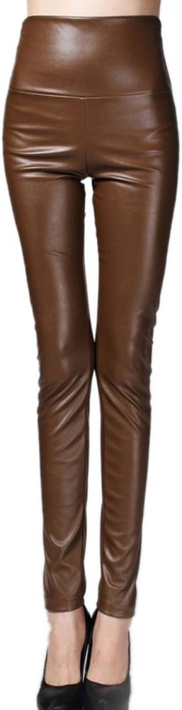 Angkel Womens Bodycon Sexy Leggings High Waist Faux Leather PU Long Pants