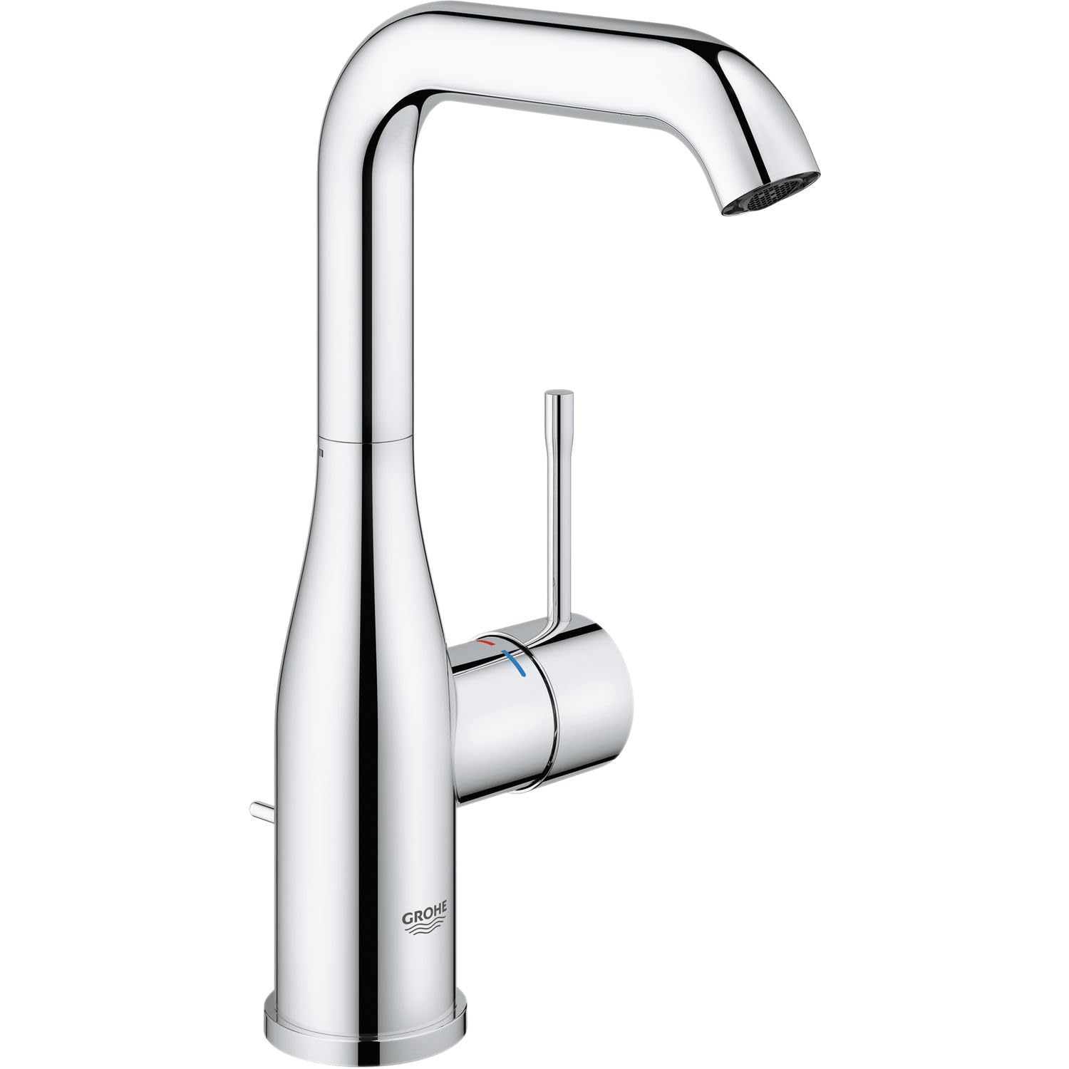 GROHE Essence Basin Mixer Tap with Pop-Up Waste Set (L-Size 244 mm, Curved High Adjustable Swivel Spout, Metal Lever, 28 mm Ceramic Cartridge, 3/8 Inch Tails), Chrome, 32628001 โ image 1