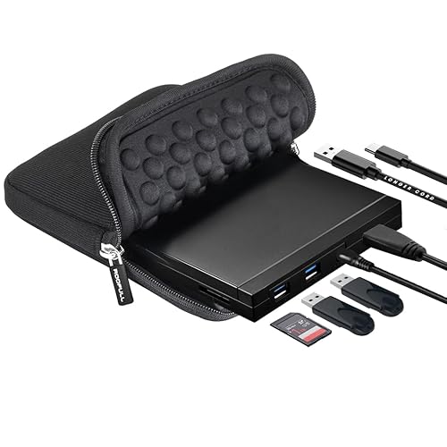 ROOFULL External CD DVD Drive with SD Card Reader & USB 3.0 Ports Hub ...