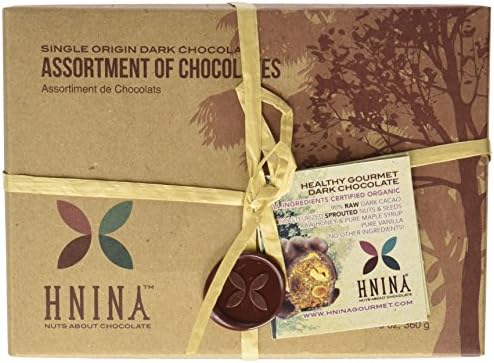 Hnina Raw Chocolate and Sprouted Nuts Truffles Assortment Box,Roasted Line, 6 Count