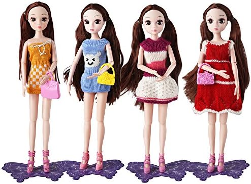 Pack of 4 Fashion Handmade Dolls Dresses Clothes Casual Sweaters For Barbie Doll Gift