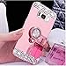 Compatible with Galaxy S8 Case,Lozeguyc Crystal Rhinestone Mirror Glass Case Bling Diamond Soft Rubber Makeup Case for Samsung Galaxy S8 with Detachable 360 Degree Ring Stand-Rose Gold