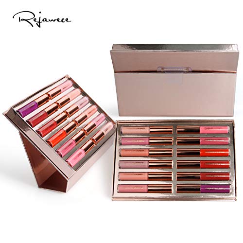 Lip Gloss Set - Waterproof Long Lasting Matte Lip Gloss Liquid Lipstick Set Beauty Makeup Cosmetics Lip Stick Lip Glosses 12 Colors Set by Rejawece