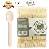Disposable Wooden Forks and spoons All Natural, Eco-Friendly Birchwood/ Biodegradable, Compostable Tableware/ Perfect for Parties, BBQ, Weddings, Camping, Picnics/ 150 Pcs 6.25
