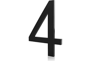 REAVOR Apartment Numbers for Door, Self Adhesive 5 Inch Stick on Numbers for Mailboxes for Outside Door Farmhouse Mailbox Office Hotel, Address Numbers and Letters, Frosted Matte Black Acrylic House Number 4