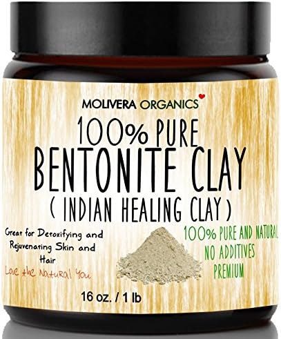 Molivera Organics Bentonite Clay for Detoxifying and Rejuvenating Skin and Hair, 16 oz.
