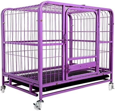 LQQGXL Fence - crates Heavy metal kennel pet cage with tray tray and wheels (Color : Purple, Size : 78 * 55 * 70CM)
