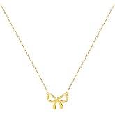 OGD Gold Necklace for Women, Bow Necklace 14K Layered Gold Necklace Dainty Bow Pendant Choker Necklace Trendy Bow Necklace Gold Chain Necklaces for Women Jewelry Gift