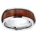 Titanium Ring Wedding Band, Engagement Ring with Real Wood Inlay, 8mm Comfort Fit Sizes 6 to 13